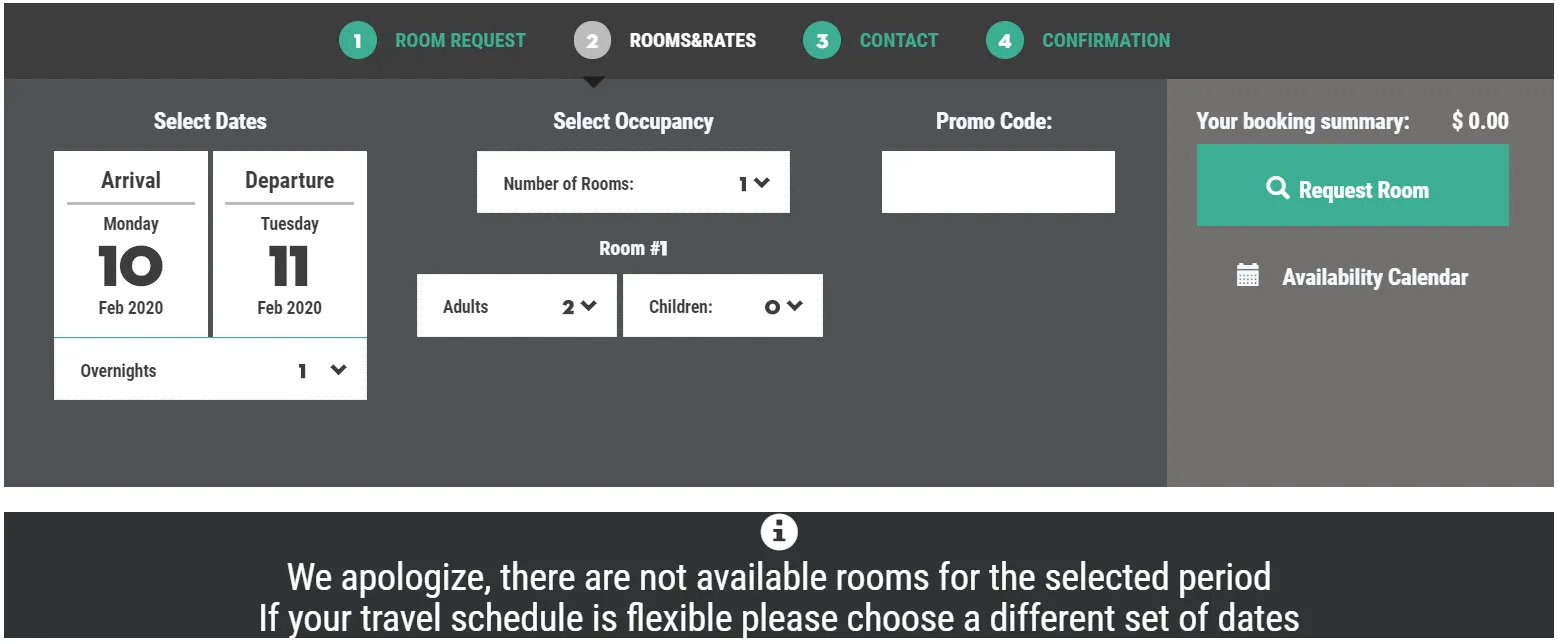 BookOnlineNow | Change of No Availability Message